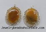 NGP2755 50*60mm oval agate gemstone pendants wholesale