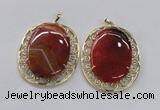 NGP2757 50*60mm oval agate gemstone pendants wholesale