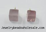 NGP2781 10*12mm - 12*14mm cube rose quartz gemstone pendants