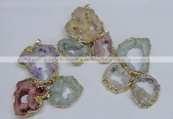 NGP2792 25*30mm - 40*45mm freeform druzy agate pendants