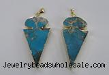 NGP2821 25*50mm - 27*55mm arrowhead sea sediment jasper pendants