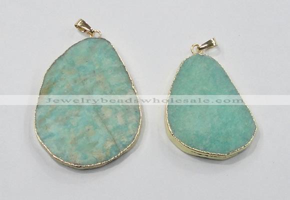 NGP2837 30*40mm - 40*50mm freeform amazonite gemstone pendants