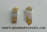 NGP2839 8*25mm - 12*40mm sticks druzy citrine gemstone pendants