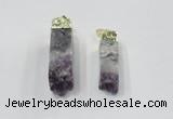 NGP2841 12*40mm - 14*50mm sticks druzy amethyst gemstone pendants