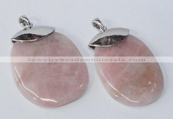 NGP2879 45*65mm - 50*70mm freeform rose quartz gemstone pendants