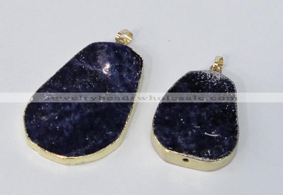 NGP2956 25*35mm - 35*45mm freeform sodalite pendants wholesale