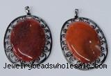 NGP2971 50*60mm oval agate gemstone pendants wholesale