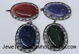 NGP2974 50*60mm oval agate gemstone pendants wholesale