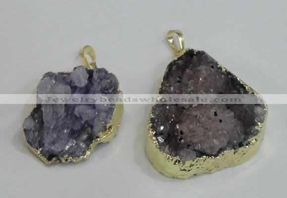 NGP2976 25*30mm – 25*35mm freeform druzy agate pendants