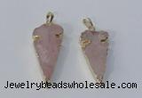 NGP3027 15*35mm – 20*50mm arrowhead rose quartz gemstone pendants