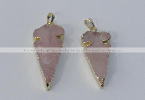 NGP3027 15*35mm – 20*50mm arrowhead rose quartz gemstone pendants