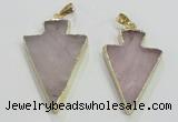 NGP3038 20*35mm – 25*40mm arrowhead rose quartz pendants