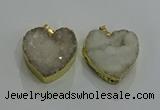 NGP3047 30*30mm heart druzy agate gemstone pendants