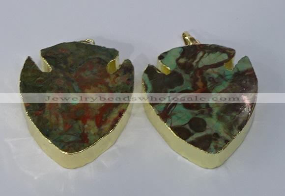 NGP3068 35*40mm – 40*45mm arrowhead ocean agate pendants