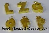 NGP3071 20*25mm - 25*30mm letter druzy agate pendants wholesale