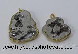 NGP3145 25*35mm - 40*50mm freeform plated druzy agate pendants