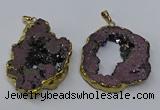 NGP3146 25*35mm - 40*50mm freeform plated druzy agate pendants