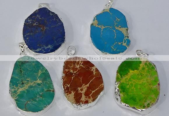 NGP3156 25*35mm - 35*45mm freeform sea sediment jasper pendants