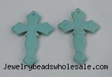 NGP3224 50*75mm cross turquoise gemstone pendants wholeasle