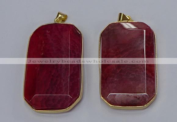 NGP3283 35*60mm octagonal agate gemstone pendants wholesale