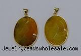 NGP3292 33*45mm faceted oval agate gemstone pendants wholesale