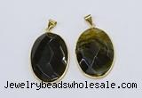 NGP3293 33*45mm faceted oval agate gemstone pendants wholesale