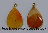 NGP3294 37*57mm faceted flat teardrop agate gemstone pendants