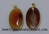 NGP3298 34*57mm faceted oval agate gemstone pendants wholesale