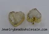 NGP3331 30*30mm - 35*35mm heart druzy agate gemstone pendants