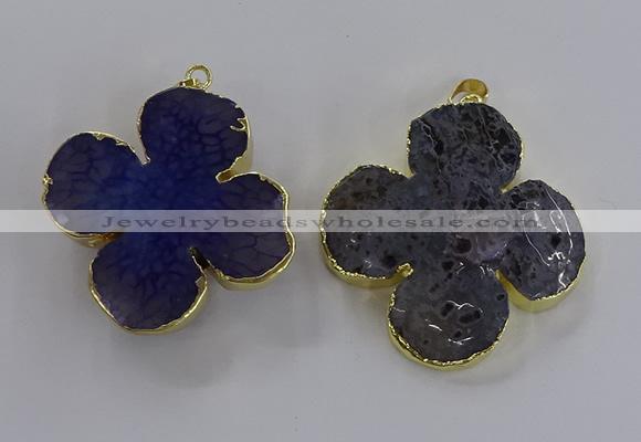 NGP3334 43*45mm - 45*47mm flower agate gemstone pendants