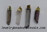 NGP3405 10*45mm - 12*55mm sticks plated quartz pendants wholesale