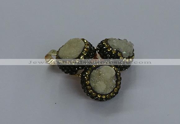 NGP3410 14mm - 16mm coin druzy agate gemstone pendants