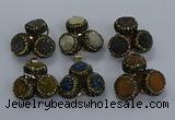 NGP3420 14mm - 16mm coin druzy agate gemstone pendants