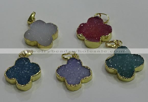 NGP3434 20*20mm - 22*22mm flower druzy agate gemstone pendants