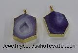 NGP3495 25*40mm - 30*45mm hexagon druzy agate pendants