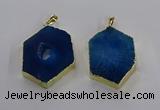 NGP3497 25*40mm - 30*45mm hexagon druzy agate pendants