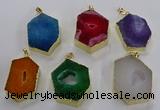 NGP3501 25*40mm - 30*45mm hexagon druzy agate pendants