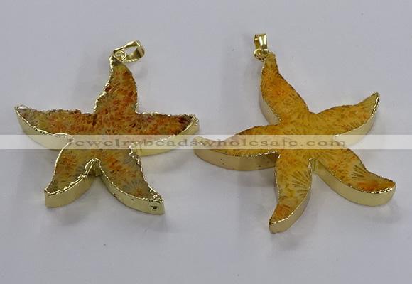 NGP3521 48*50mm starfish fossil coral pendants wholesale