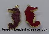 NGP3533 22*58mm - 25*55mm seahorse agate gemstone pendants