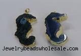 NGP3534 22*58mm - 25*55mm seahorse agate gemstone pendants