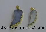 NGP3603 15*30mm - 18*40mm wing-shaped druzy agate pendants