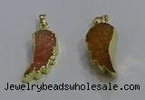 NGP3604 15*30mm - 18*40mm wing-shaped druzy agate pendants