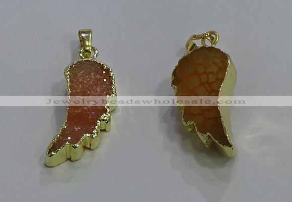 NGP3604 15*30mm - 18*40mm wing-shaped druzy agate pendants