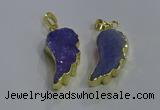 NGP3605 15*30mm - 18*40mm wing-shaped druzy agate pendants