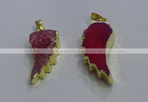 NGP3606 15*30mm - 18*40mm wing-shaped druzy agate pendants