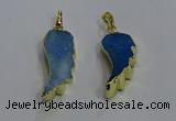 NGP3607 15*30mm - 18*40mm wing-shaped druzy agate pendants