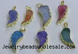 NGP3610 15*30mm - 18*40mm wing-shaped druzy agate pendants