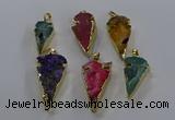 NGP3619 15*30mm - 20*40mm arrowhead druzy agate pendants