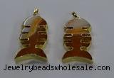 NGP3643 25*50mm - 28*55mm fishbone agate gemstone pendants