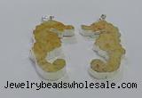 NGP3663 22*58mm - 25*55mm seahorse fossil coral pendants